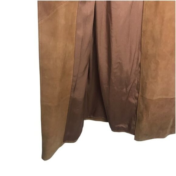Vince Tan Suede Leather Belted Trench Coat Medium - Picture 11 of 16